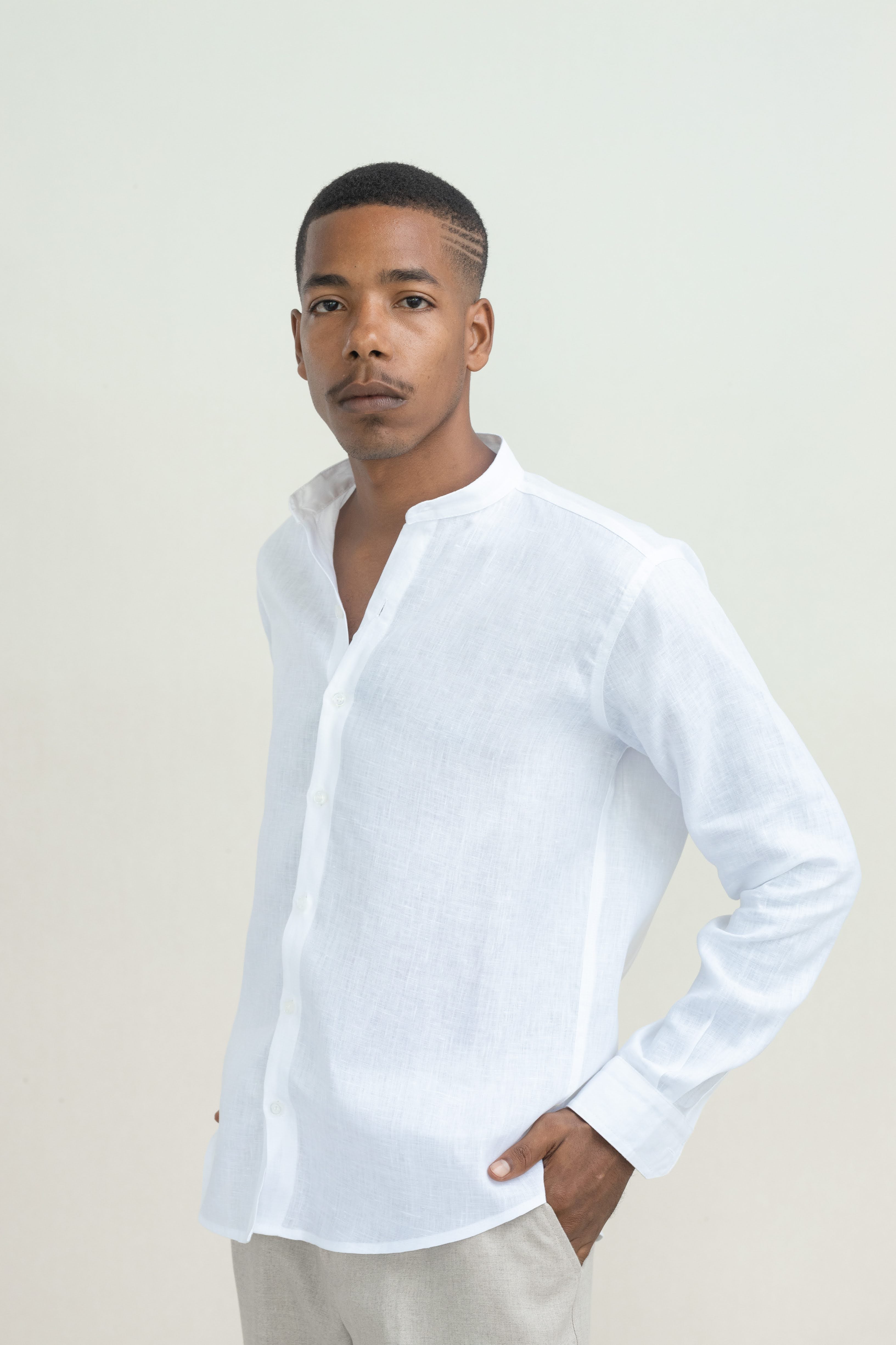 SLIM KOREAN LINEN SHIRT